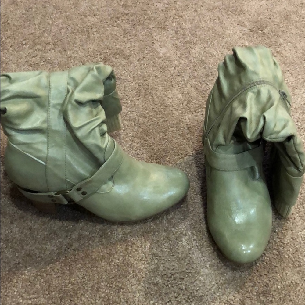 Sage green mid calf boots